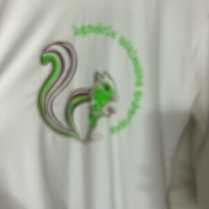 Chic White and Green Squirrel Graphic Long Sleeve Top